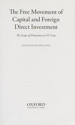The free movement of capital and foreign direct investment : the scope of protection in EU law /