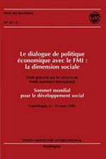 Le dialogue de politique économique avec le FMI : la dimension sociale : étude /