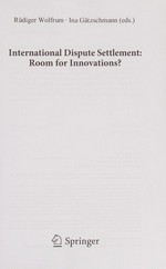 International dispute settlement : room for innovations? /