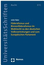 Föderalismus und Binnenföderalismus im Wahlrecht zu den deutschen Volksvertretungen und zum Europäischen Parlament /